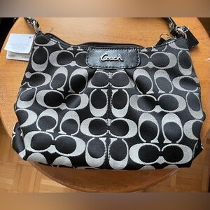 NWT - Coach Ashley Signature Sateen Small Crossbody Purse, Black & White